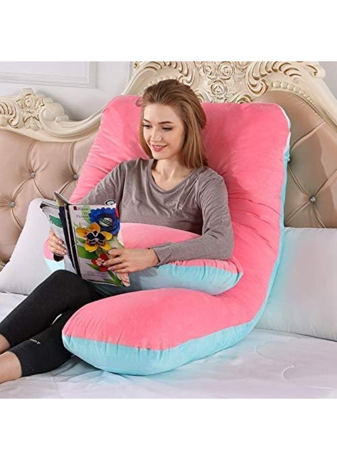 AIWANTO U-Shaped Pregnancy Body Pillow for Pregnant Women | Full Body Maternity Support for Sleeping & Resting  2-Tone Pink & Blue - Image 2